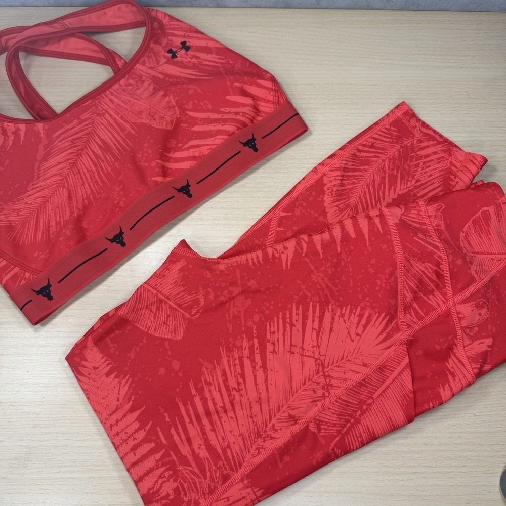 Under Armour UA Project Rock Aloha Workout Tights Medium & Sports Bra Large